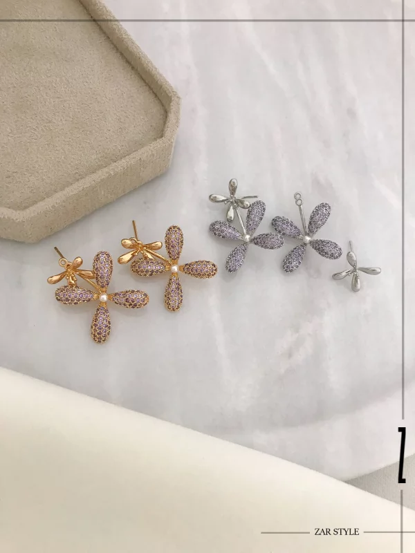 گوشواره زنانه فلاور فول نگین