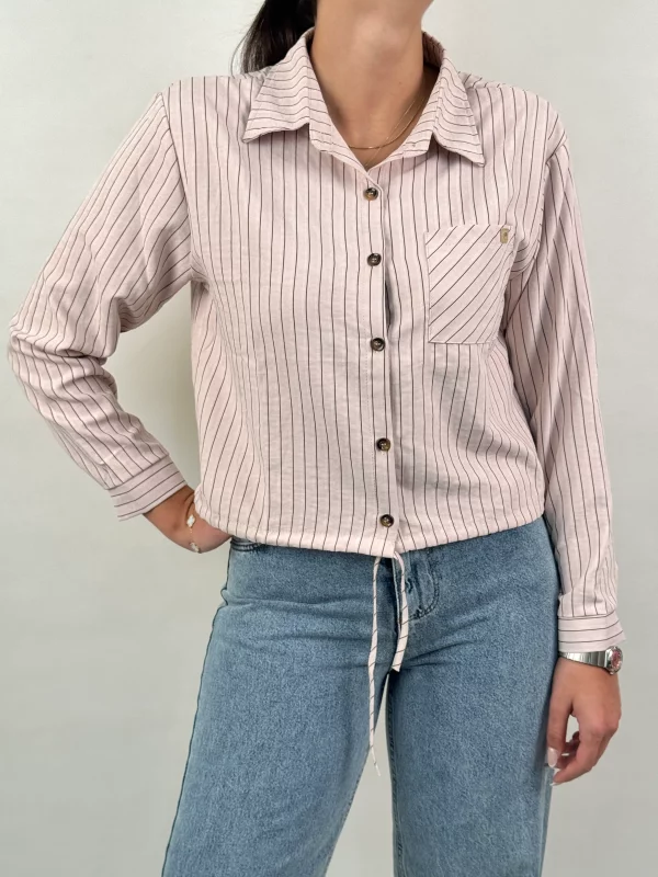 شومیز کراپ راه راه دکمه‌دار