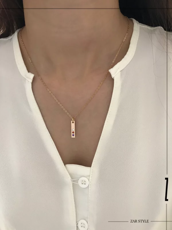 گردنبند میله‌ای عمودی نگین رنگی