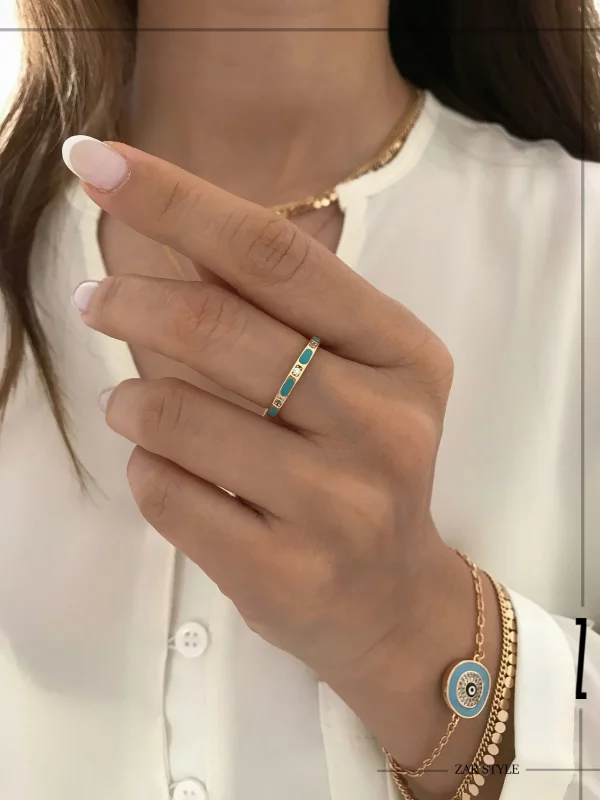 انگشتر میناکاری خطی نگینی