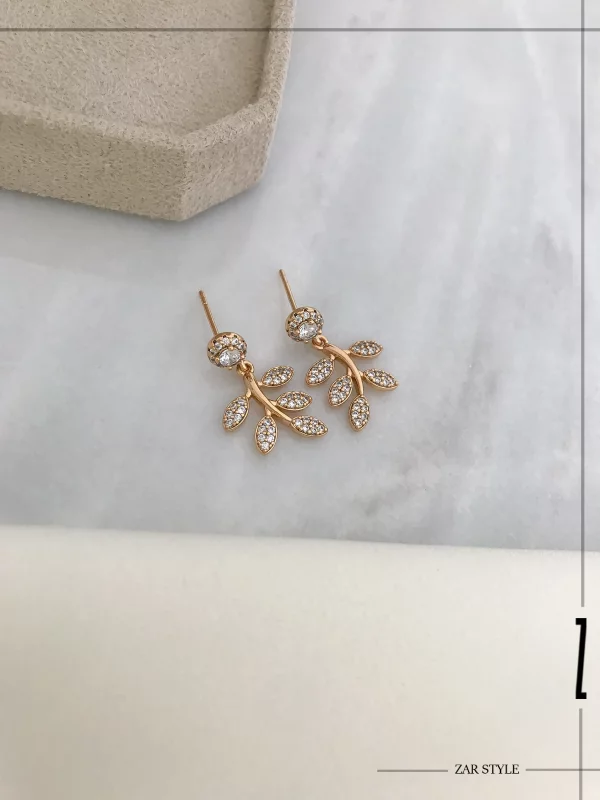 گوشواره آویزی شاخه و برگ نگیندار