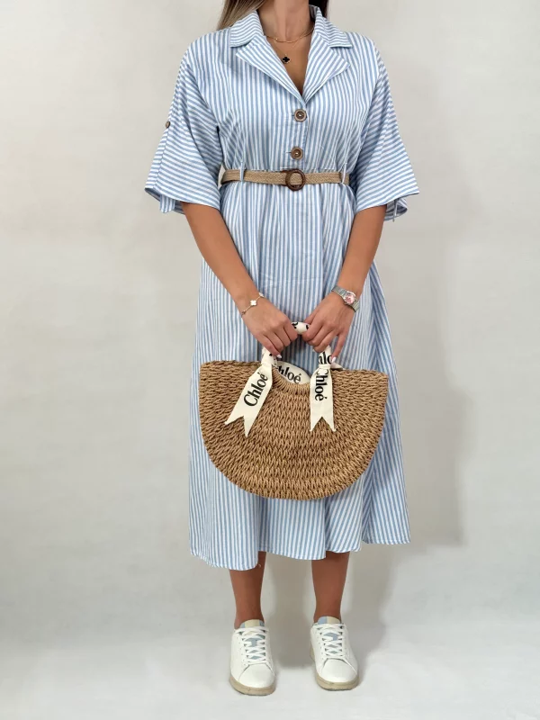 پیراهن بلند کمربند کنفی برشکا