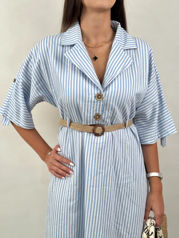 پیراهن بلند کمربند کنفی برشکا