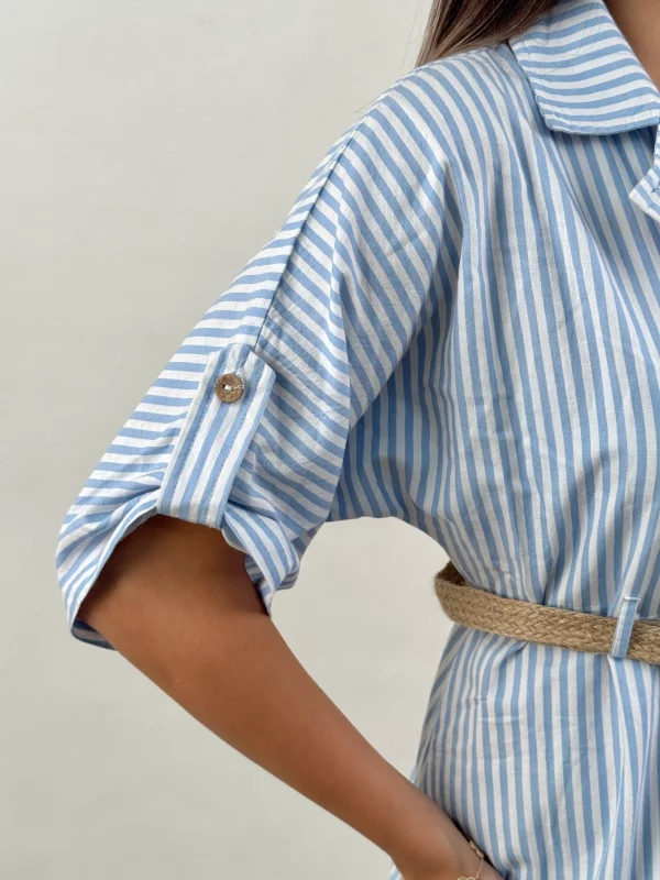 پیراهن بلند کمربند کنفی برشکا