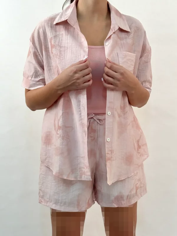 ست سه تکه شومیز و شلوارک حریر