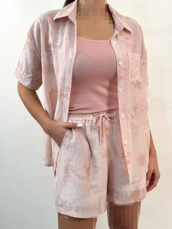 ست سه تکه شومیز و شلوارک حریر