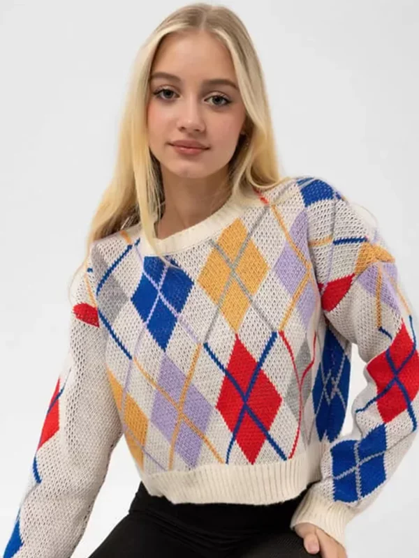 پلیور رنگی طرح لوزی
