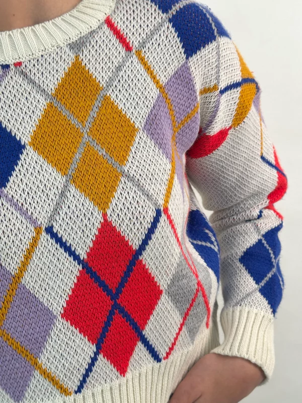 پلیور رنگی طرح لوزی