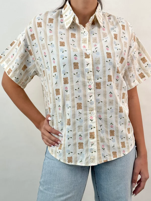 شومیز طرح خرس و گل