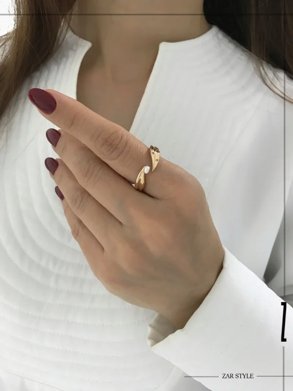 انگشتر کاف برگ و مروارید