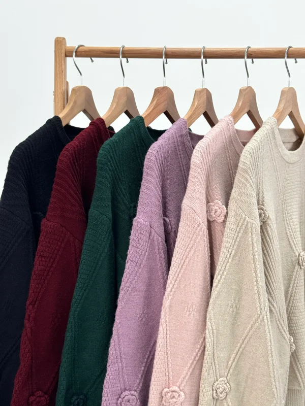 بافت آستین پفی گل‌دار