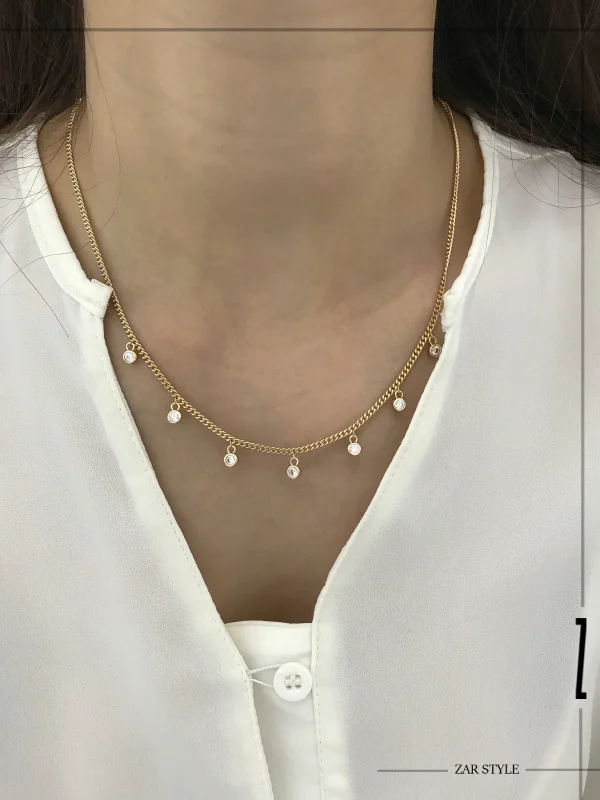 گردنبند زنجیر کارتیه نگین آویز