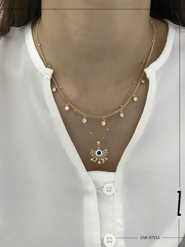 گردنبند زنجیر کارتیه نگین آویز