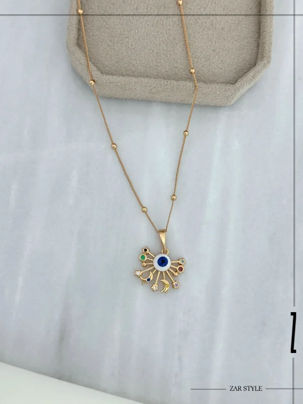 گردنبند چشم نظر ماه و ستاره خورشیدی