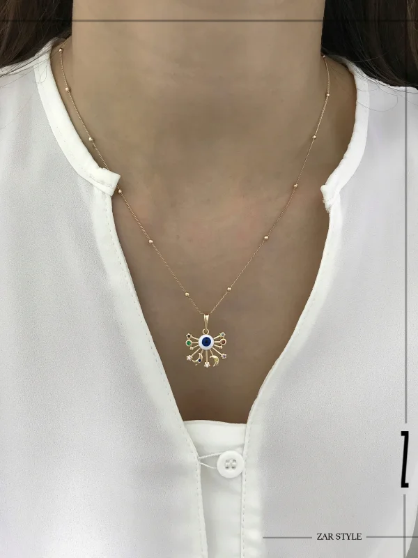 گردنبند چشم نظر ماه و ستاره خورشیدی