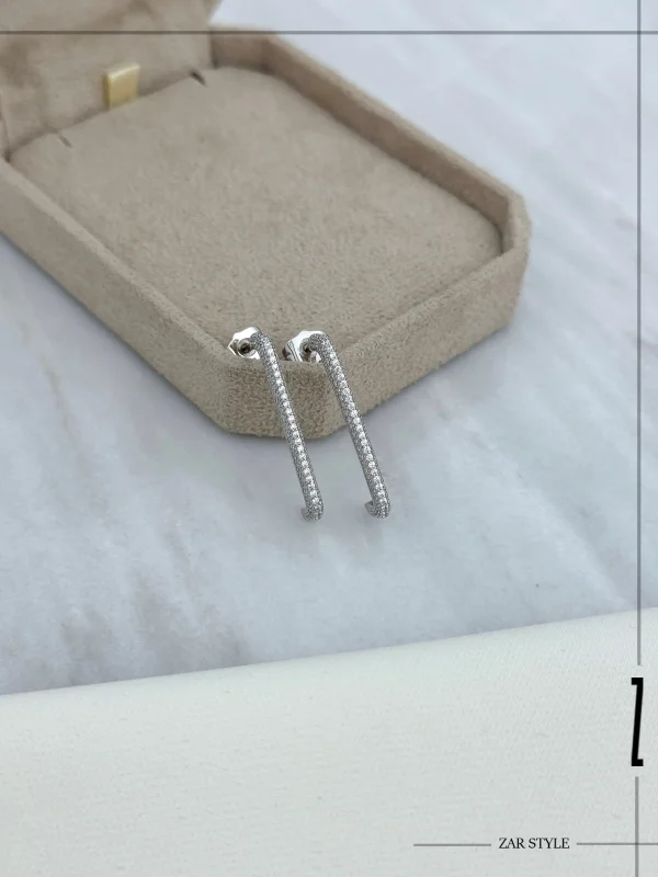 گوشواره خطی عمودی فول نگین