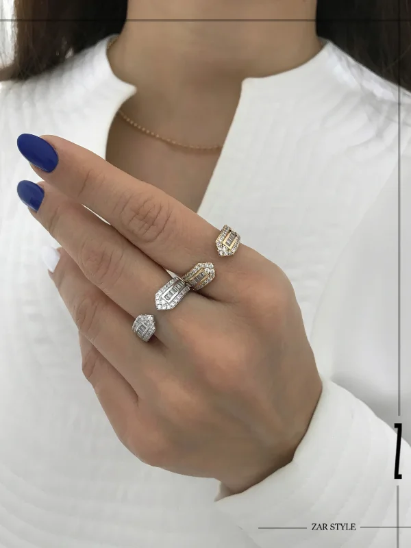 انگشتر کاف جواهری نگین باگت