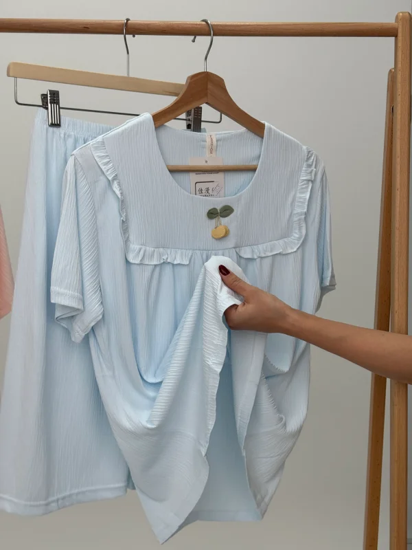 ست لباس راحتی بلوز و شلوارک کد 101