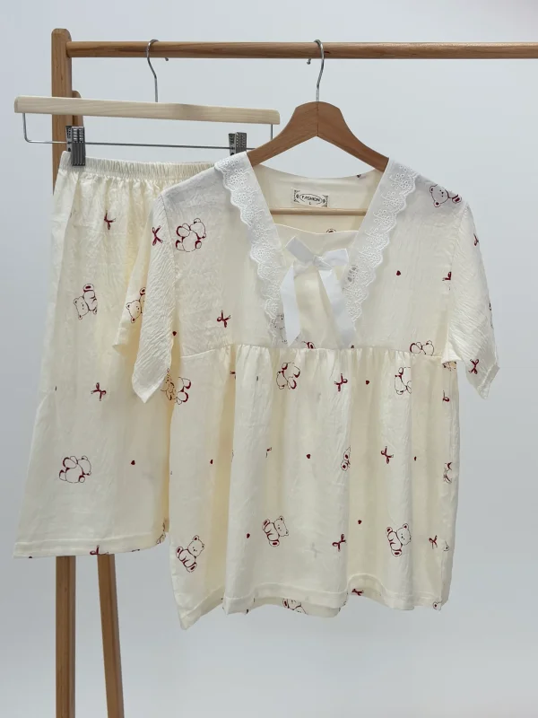 ست لباس راحتی بلوز و شلوارک کد 112