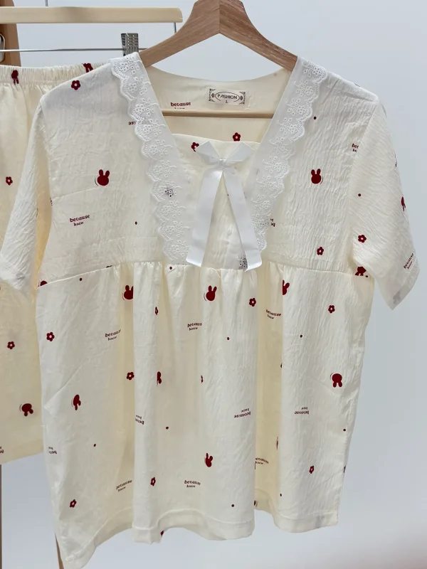 ست لباس راحتی بلوز و شلوارک کد 113