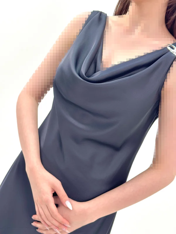 پیراهن ساتن یقه دراپه کد 1