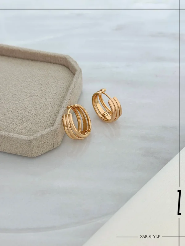 گوشواره زنانه حلقه‌ای سه لاین