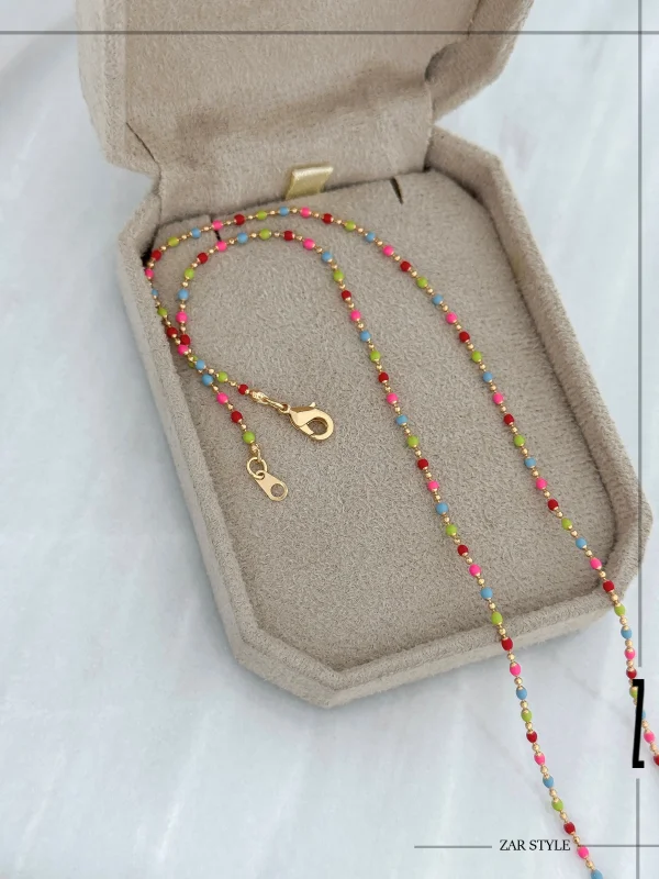 گردنبند مهره‌ای میناکاری تک گوی