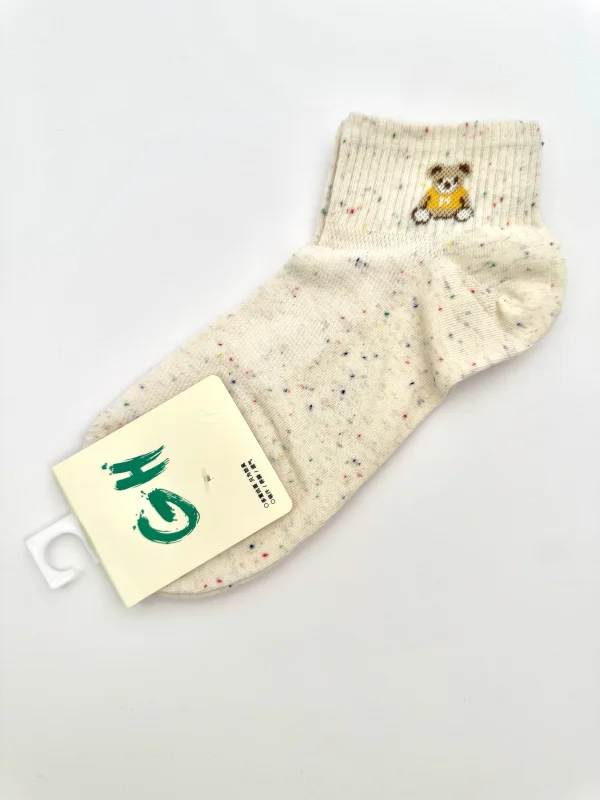 جوراب مچی دانه رنگی طرح خرس