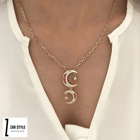 گردنبند دو ماه و ستاره برای لباس یقه باز