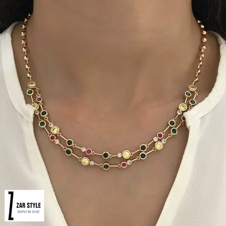 دو لاین نگین مارکو مولتی کالر گردنبندی مناسب لباس یقه باز
