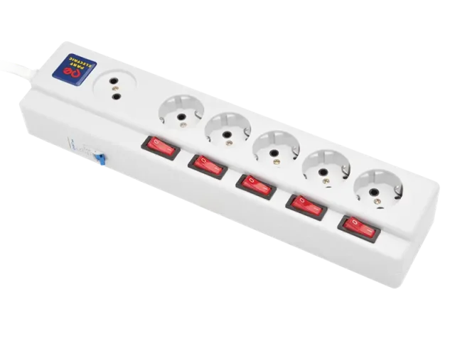 چند راهی ۵+۱ خانه فیوزدار صنعتی دارای ۵ کلید قطع‌ کن پارت