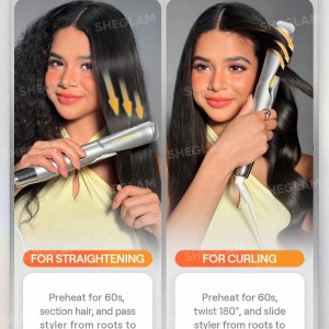 اتو مو دوکاره شیگلم مدل Sleek Chic Twist Kiss (صاف‌کننده و فرکننده)