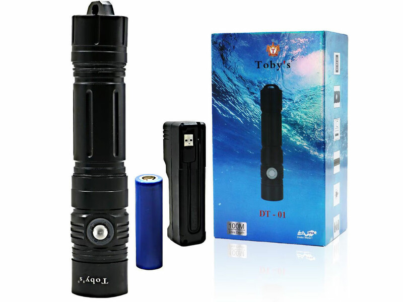 چراغ قوه غواصی توبیز Toby&#39;s Super Bright Scuba Driving Torch 1600lm 100m DT-01