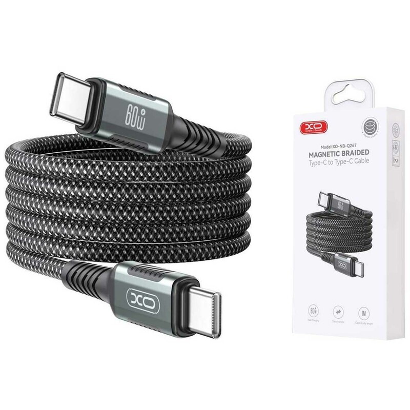 کابل مگنتی تایپ‌سی به تایپ‌سی فست شارژ 100 وات یک متری ایکس‌او NB-Q267