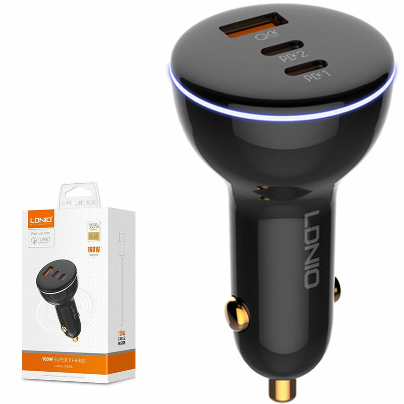 شارژر فندکی فست شارژ الدنیو LDNIO مدل C102 توان 160 وات