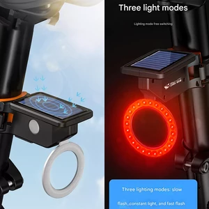 چراغ عقب دوچرخه شارژی خورشیدی ضدآب اسمایلینگ شارک
