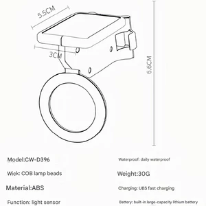 چراغ عقب دوچرخه شارژی خورشیدی ضدآب اسمایلینگ شارک