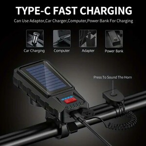 قیمت چراغ جلوی دوچرخه خورشیدی با نور قوی و اسپیکر اسمایلینگ‌شارک