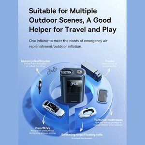 پمپ باد لاستیک خودرو، چراغ قوه و پاوربانک شارژی بیسوس