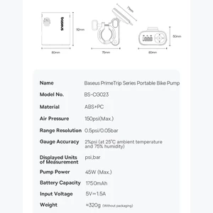 پمپ باد دوچرخه و موتور با چراغ قوه بیسوس