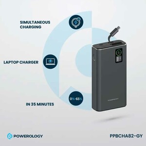 پاور شارژر 20000 فست شارژ تایپ‌سی 65 وات و یو‌اس‌بی 30 وات پاورولوژی