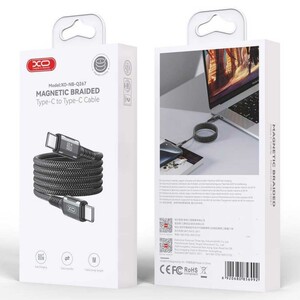 کابل مغناطیسی تایپ‌سی به تایپ‌سی فست شارژ 100 وات یک متری ایکس‌او