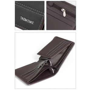 خرید کیف پول مردانه تاشو طرح چرم لوکس تائومیک‌میک
