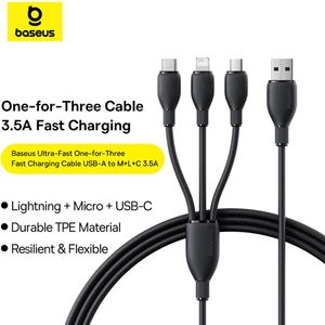بهترین کابل شارژ USB به لایتنینگ/تایپ سی/میکرو یو اس بی  3.5 آمپر بیسوس