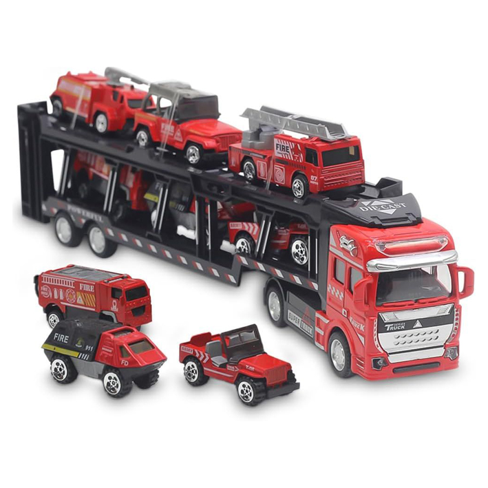 ماشین بازی مدل خودروبر اسکانیا آتشنشانی امدادی مجموعه 7 عددی