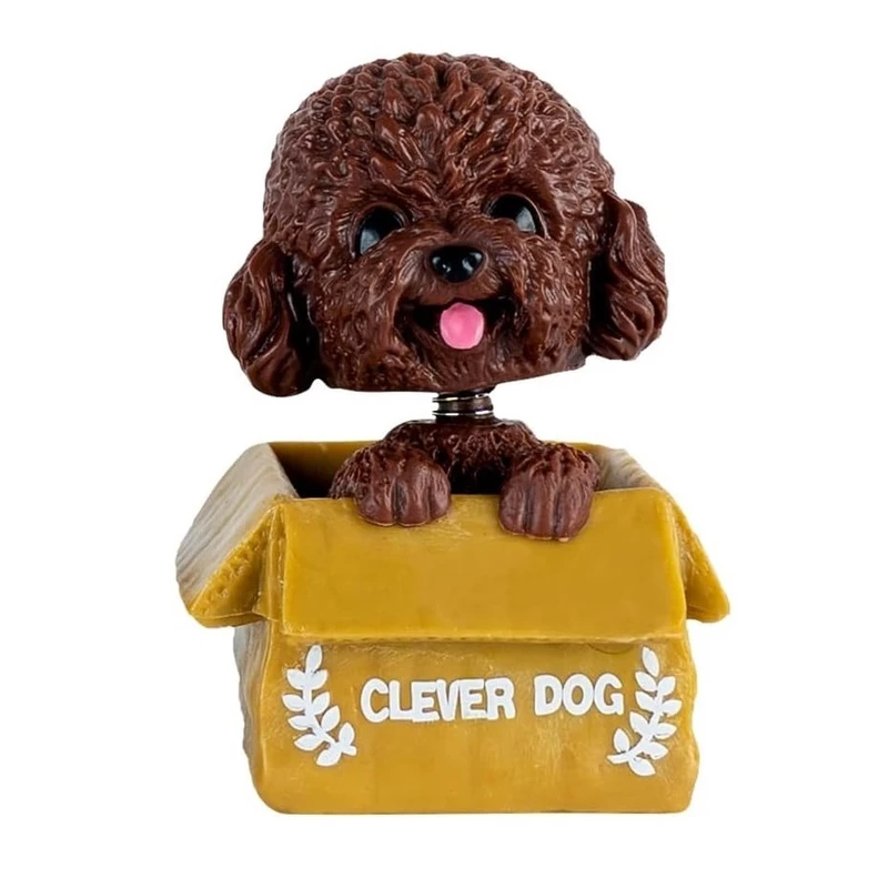 فیگور مدل سگ کله فنری طرح Clever Dog قهوه ای  ارتفاع 9 سانتی متر