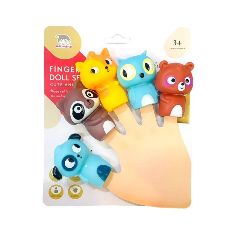 عروسک انگشتی سیلیکونی حیوانات جنگل 5 عددی