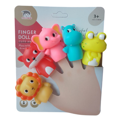 عروسک انگشتی سیلیکونی حیوانات مدل قورباغه زرد و شیر