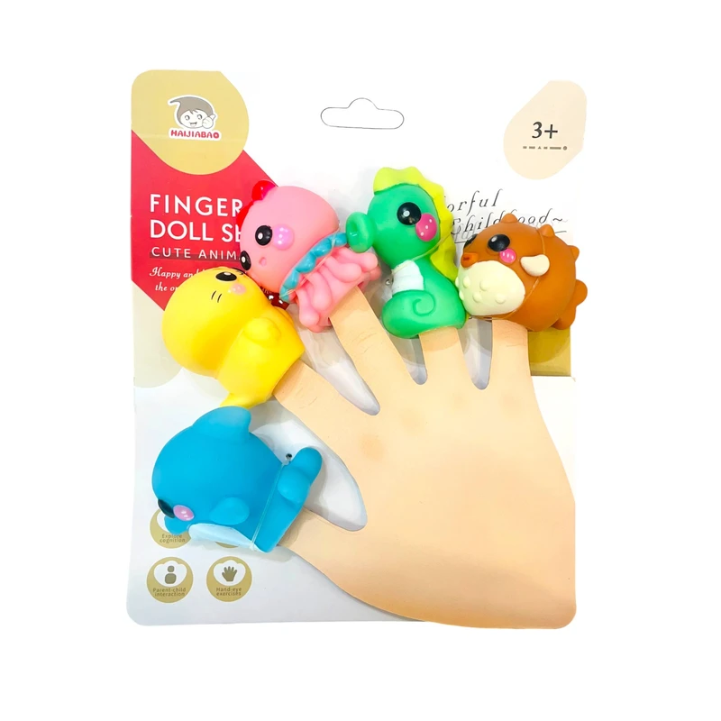 اسباب بازی مدل عروسک انگشتی طرح حیوانات دریایی مجموعه ۵ عددی