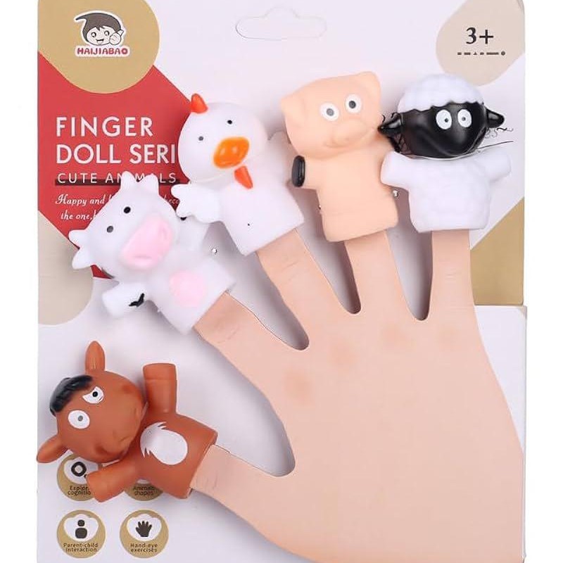 عروسک انگشتی سیلیکونی طرح حیوانات اهلی مزرعه 5 عددی